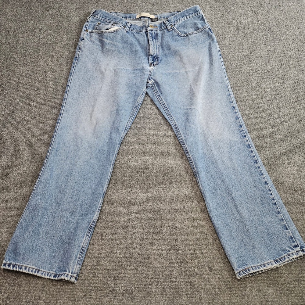 Y2K Urban Pipeline Jeans Mens 38x30 Light Wash Straight Distressed Grunge Skater
